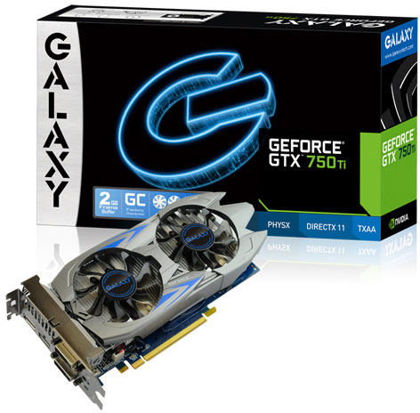 У 3D-карт Galaxy GeForce GTX750 Ti GC 2GB и GeForce GTX750 GC 1GB есть шестиконтактный разъем дополнительного питания