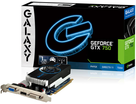 У 3D-карт Galaxy GeForce GTX750 Ti GC 2GB и GeForce GTX750 GC 1GB есть шестиконтактный разъем дополнительного питания