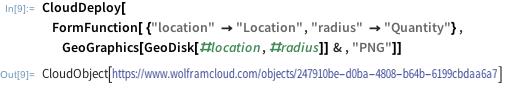 A line of code makes a web form to generate maps marked with disks