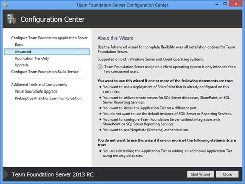 Хранение служебных баз Team Foundation Server 2013 RC на SQL Server 2014 СТР1