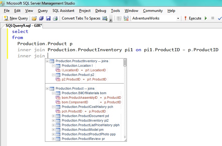 Инструментарий разработчика: SQL Assistant