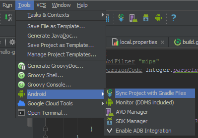 Интеграция Android Studio, Gradle и NDK