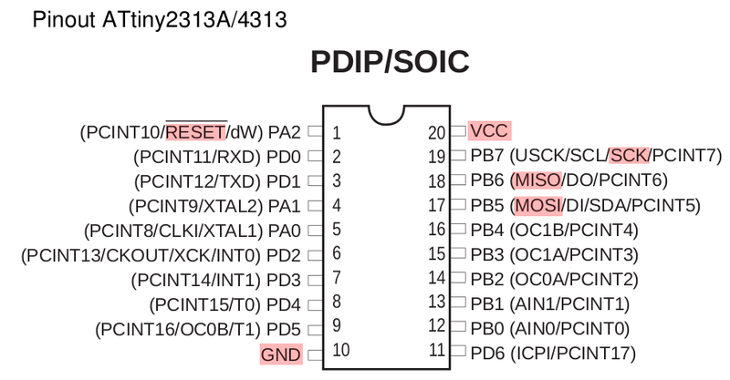 Attiny2313a pu схема
