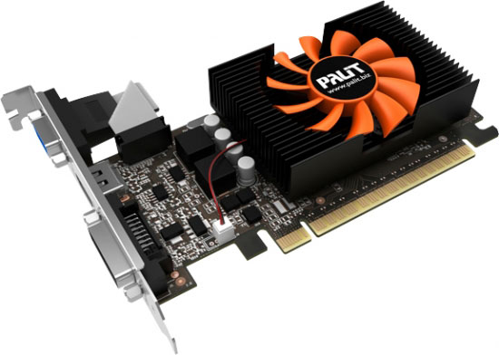 Все 3D-карты Palit GeForce GT 730 имеют по одному видеовыходу DVI, HDMI и VGA