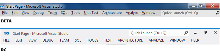 Изменение интерфейса Visual Studio в приходящем RC