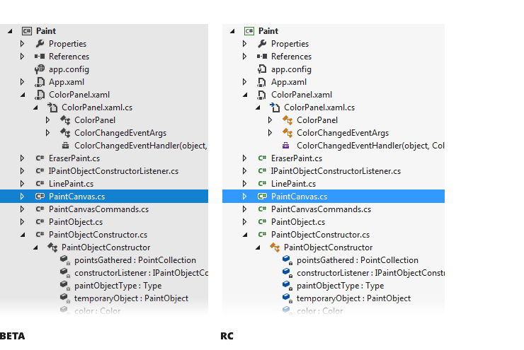 Изменение интерфейса Visual Studio в приходящем RC