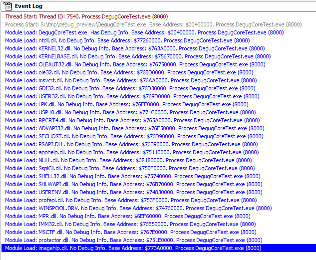 Dll debug c. No debug process.