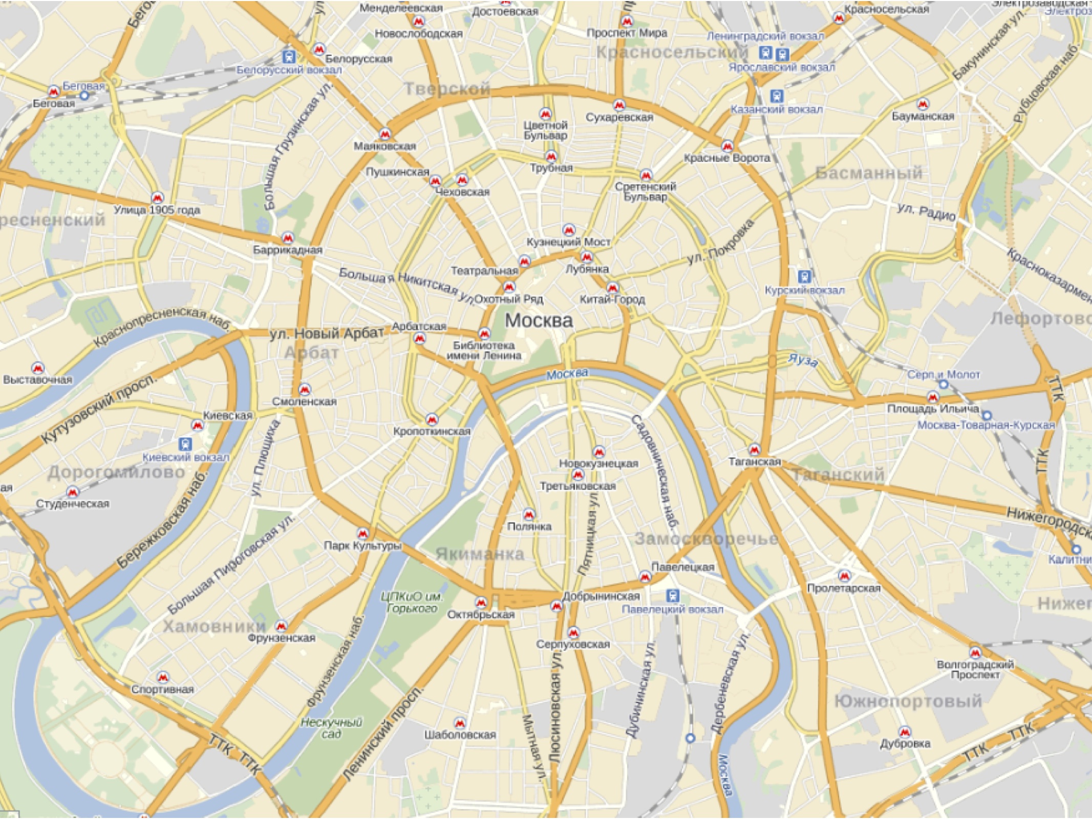 Садовое кольцо на карте Москвы