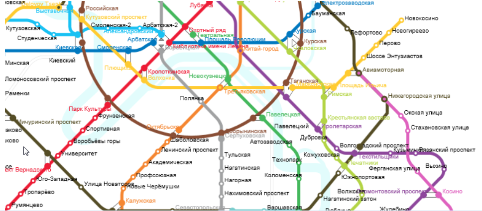 Карта метро москвы нагорная