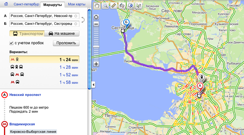 Маршрут от и до на общественном транспорте в санкт петербурге карта