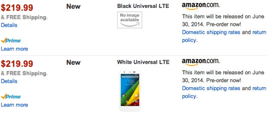 На сайте Amazon замечена версия смартфона Moto G с поддержкой LTE