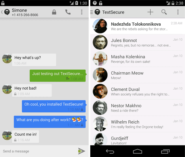 Новая версия TextSecure: зашифрованные чаты под Android