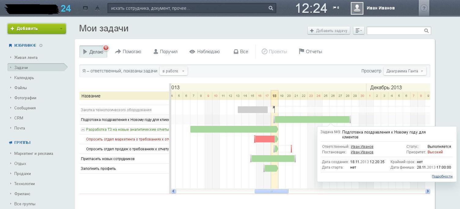 Диаграмма ганта в битрикс 24