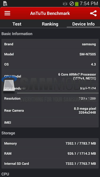 Опубликованы результаты теста AnTuTu и новые снимки смартфона Samsung Galaxy Note 3 Neo