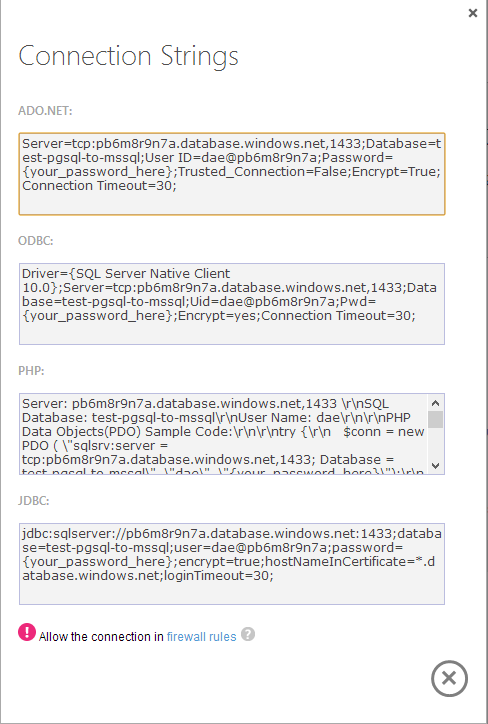 Перенос данных в Windows Azure SQL Database из PostgreSQL