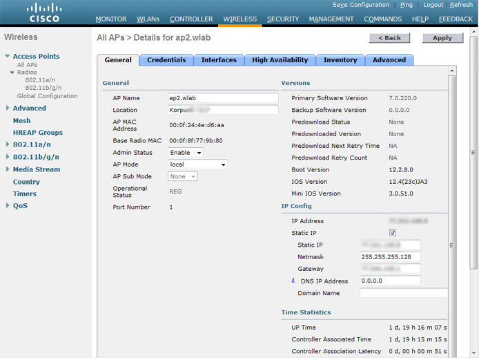 Подключение точек доступа к контроллеру Cisco Wi Fi