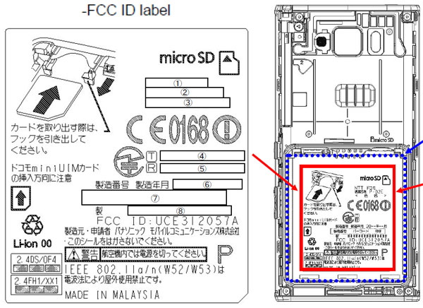 Panasonic P-02E протестирован и одобрен FCC