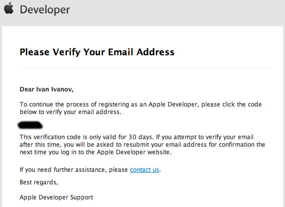 Регистрация iOS Developer в Украине