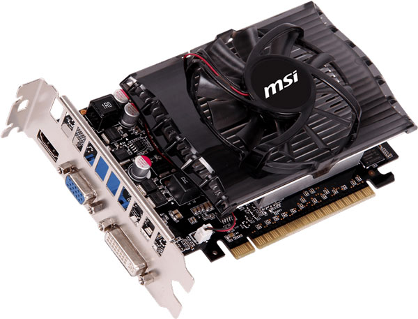 Все 3D-карты MSI GeForce GT 730 имеют по одному видеовыходу DVI-D, HDMI и D-Sub