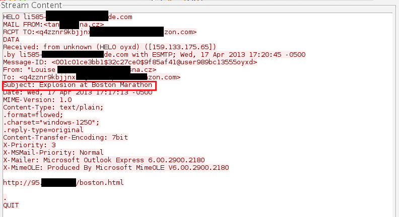 Зафиксирован спам, использующий тему трагедии в Бостоне