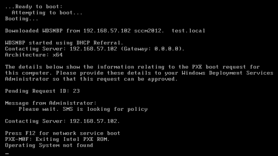 Загрузочное меню PXE с System Center Configuration Manager